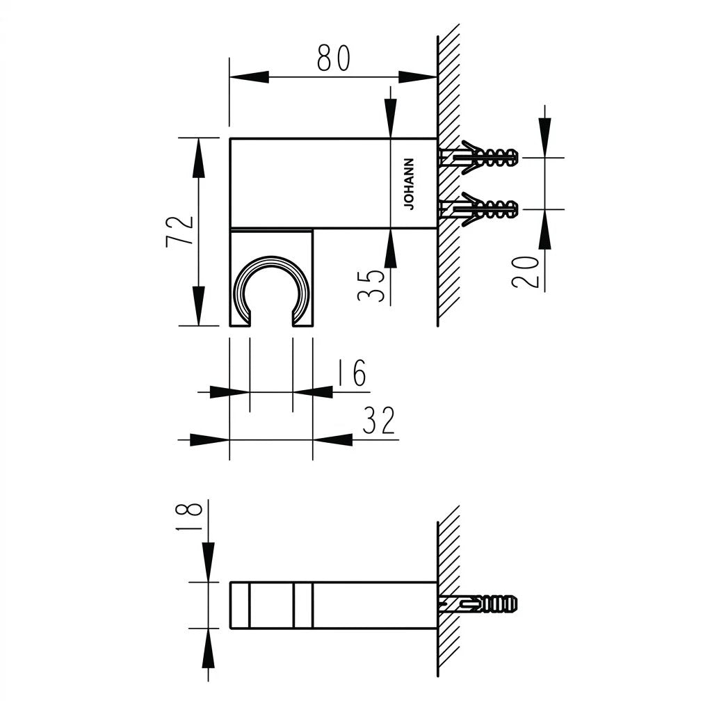 Bravat Hand Held Shower Bracket P7184BW