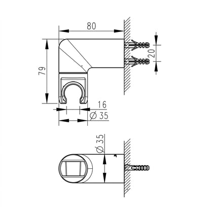 Bravat Adjustable Hand-Held Shower Bracket P7185BW