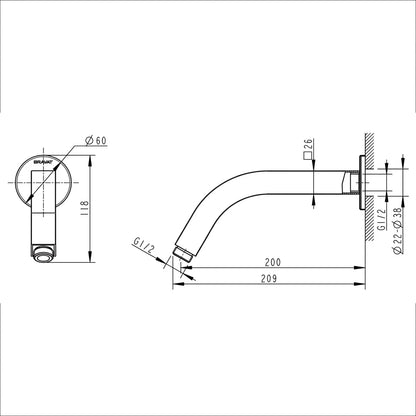 Bravat Wall-Mounted Square In-Wall Shower Connect Pipe Set P7435C-ENG