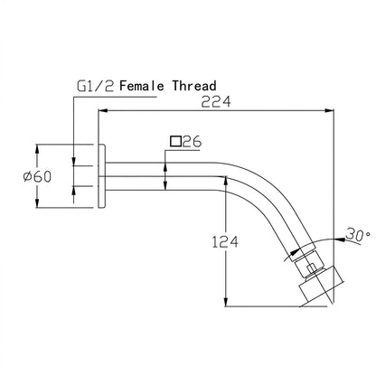 Bravat Wall-Mounted Shower Connect Pipe Set P7435K-ENG