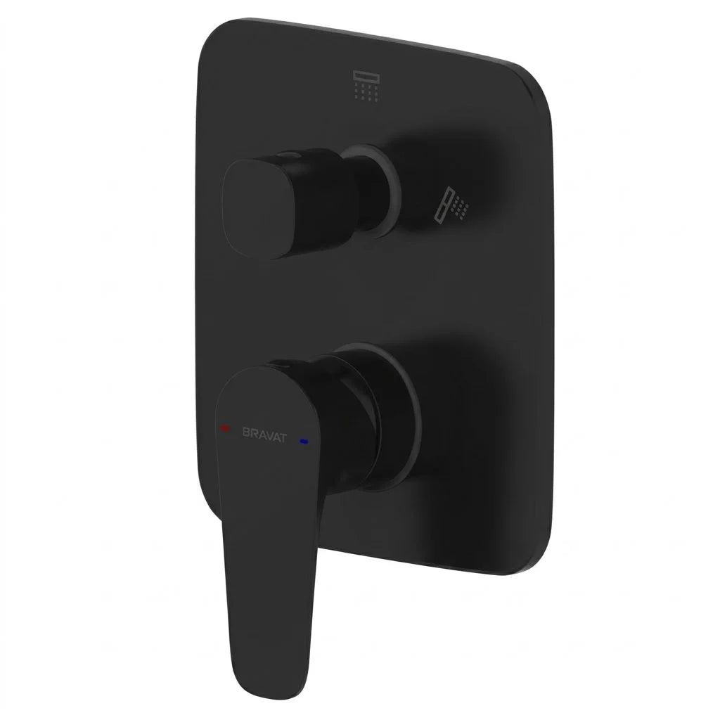 Bravat Source 2-Way Square Plate Concealed Shower Mixer PB8173218BW-2-ENG + D982BW