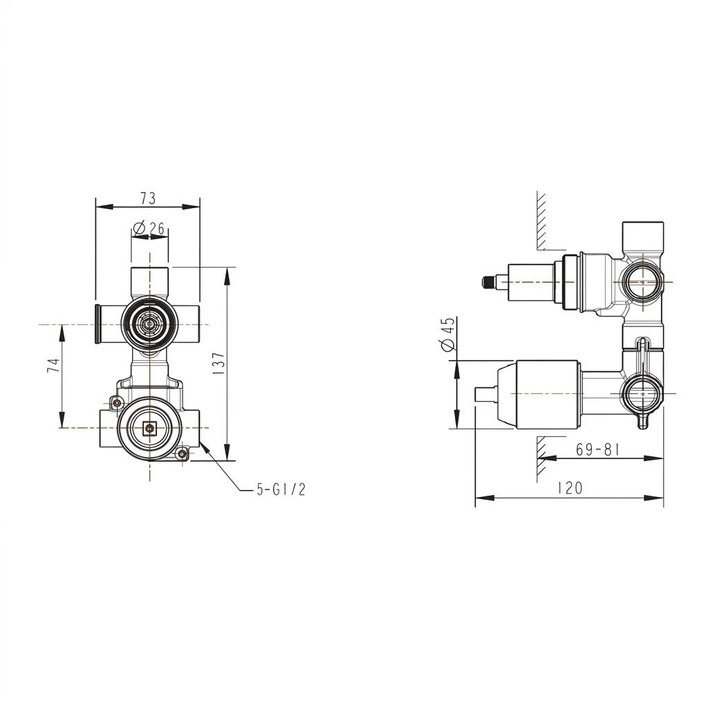 Bravat Eddie 2-Way Built-in Shower Mixer PB8369402BW-2-07