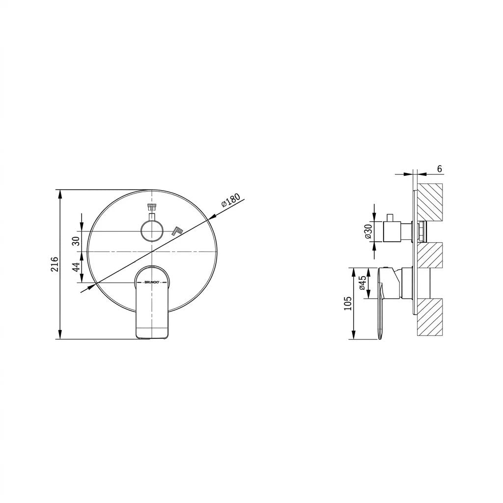 Bravat Eddie 2-Way Built-in Shower Mixer PB8369402BW-2-07