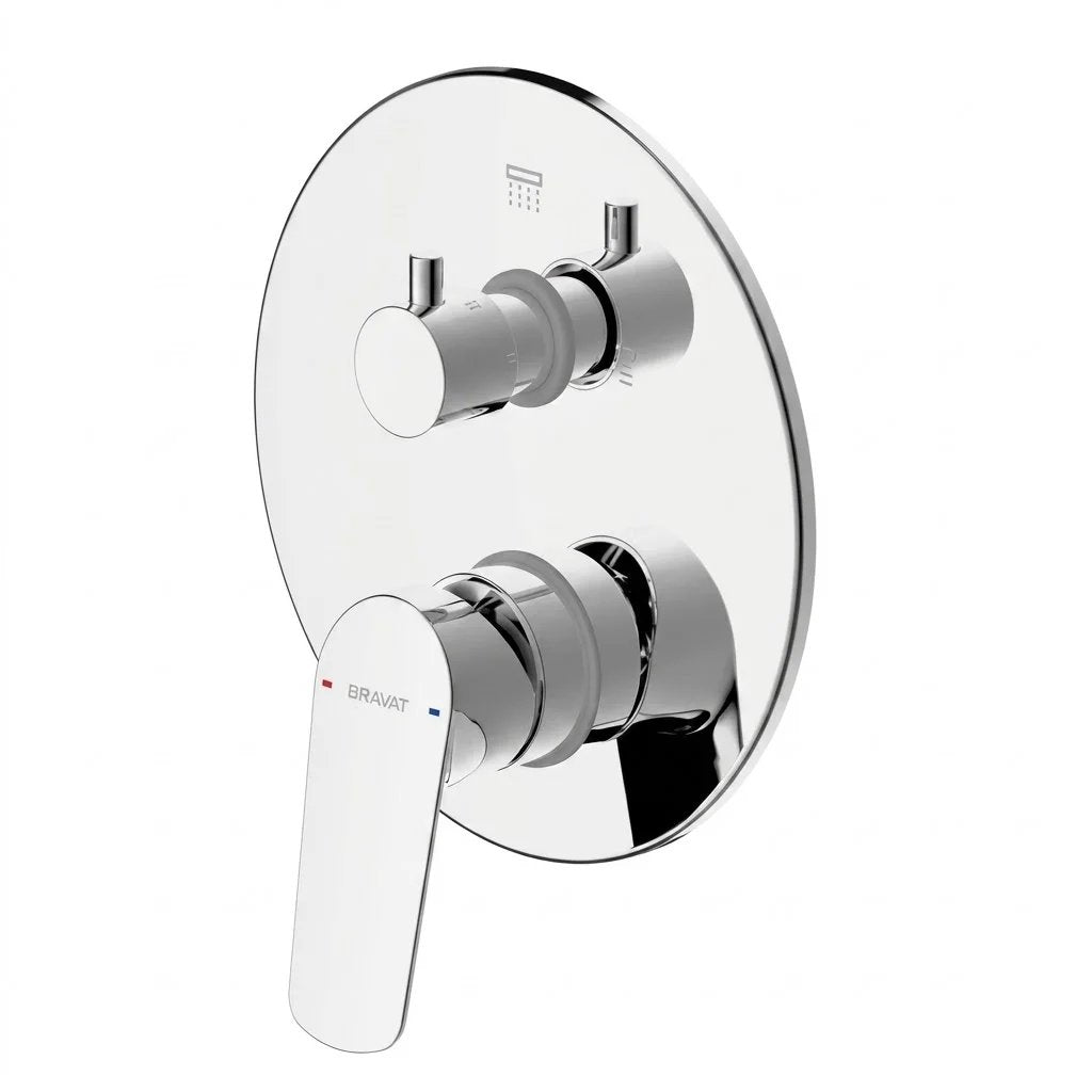 Bravat Rhein Single Lever 2-Way Concealed Shower with Diverter PB8429564CP-2-ENG + D982CP