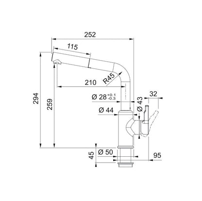 Franke Tap Urban Pull Out Nozzle L-shape Graphite