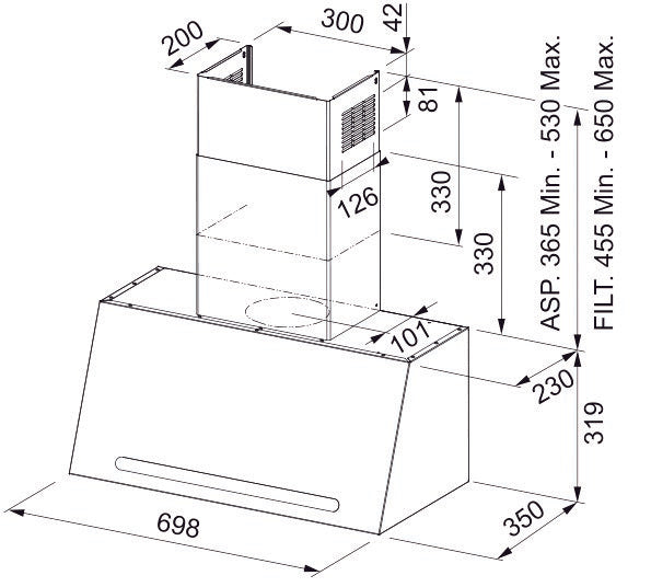 Franke Hood Trendline Wall Mounted BK 70