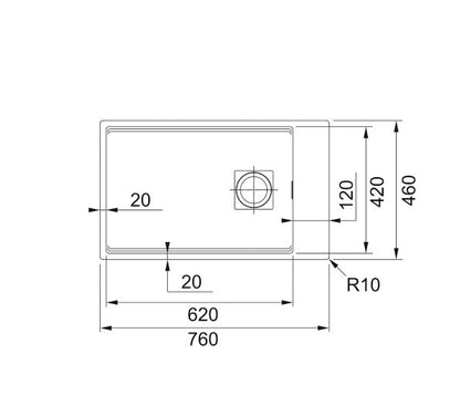 Franke Sink Single Bowl Kubus 2 KNG 110-62 Stone Grey