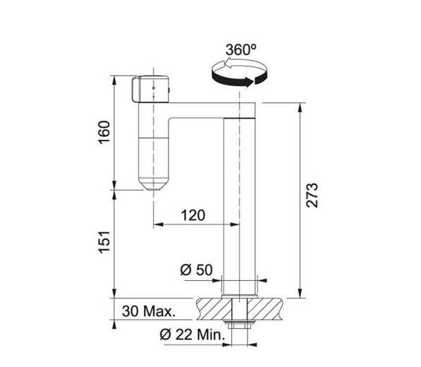 Franke Tap Vital Capsule Filter Tap Standalone Chrome & Gun Metal